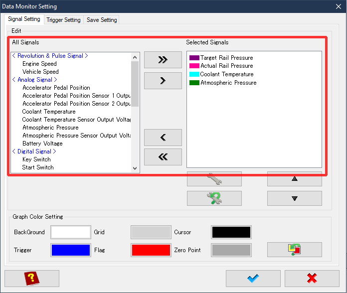 Data Monitor Setting Window